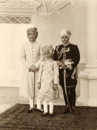 HH Maharaja Lokendra Sir Govind Singh Judeo Bahadur with HH Maharaja of Gwalior and his son