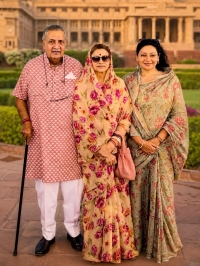 H.H Maharajadhiraja Maharaja Gaj Singh II with H.H Maharani Hemlata Rajye and Maharajkumari Shivranjani Rajye