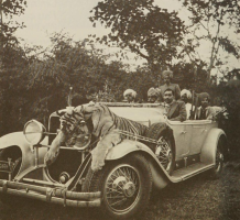 Raja of Narsinghgarh in his 1928 Cadillac after tiger hunt